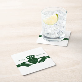 Irish Claddagh Ring Simple Graphic Green Wedding Rechteckiger Pappuntersetzer