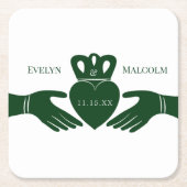 Irish Claddagh Ring Simple Graphic Green Wedding Rechteckiger Pappuntersetzer (Vorderseite)