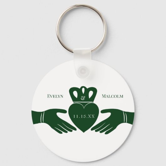 Irish Claddagh Ring Simple Graphic Green Wedding Schlüsselanhänger (Vorderseite)