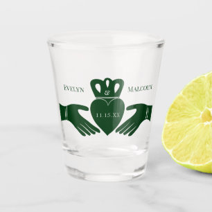 Irish Claddagh Ring Simple Graphic Green Wedding Schnapsglas