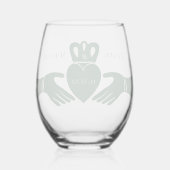 Irish Claddagh Ring Simple Graphic Green Weinglas Ohne Stiel (Rückseite)