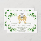 Irish Claddagh Ring und Kleeblätter RSVP Karte (Vorne/Hinten)