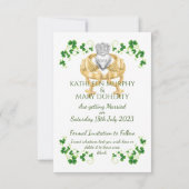 Irish Claddagh Ring und Kleeblätter Save The Date (Rückseite)
