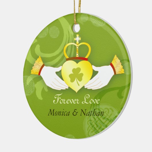 Irish Claddagh Ring Wedding Newlyweds Foto Keramikornament (Links)