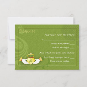 Irish Claddagh Ring Wedding RSVP   Wahl des Essens Karte