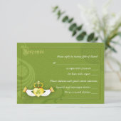 Irish Claddagh Ring Wedding RSVP | Wahl des Essens Karte (Stehend Vorderseite)