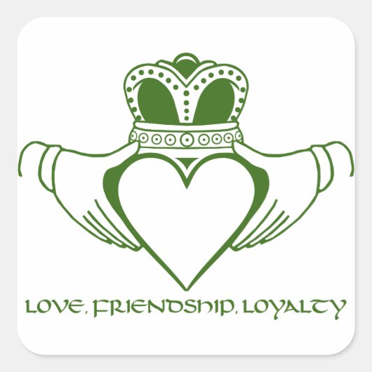 Irish Claddagh Symbol Quadratischer Aufkleber (Vorderseite)