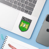 Irish Clan Wappen - O'Reilly Aufkleber (Laptop mit iPhone)