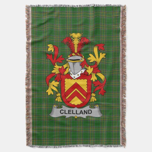 Irish Clelland oder McClelland Coat of Arms Family Decke (Vorderseite Vertikal)