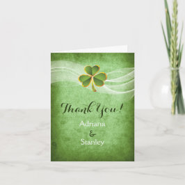 Irish clover and veil wedding Thank you foto Dankeskarte