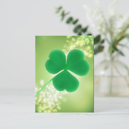 Irish Clover Green Glitzern | St. Patrick's Day Postkarte (Stehend Vorderseite)