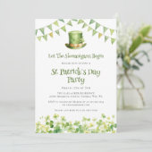 Irish Clover Leprechaun Hat Lucky Shenanigans Einladung (Stehend Vorderseite)