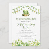 Irish Clover Leprechaun Hat Lucky Shenanigans Einladung (Vorne/Hinten)