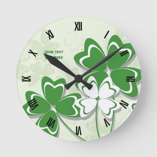 Irish clover shamrock St. Patrick’s Day Runde Wanduhr (Vorderseite)