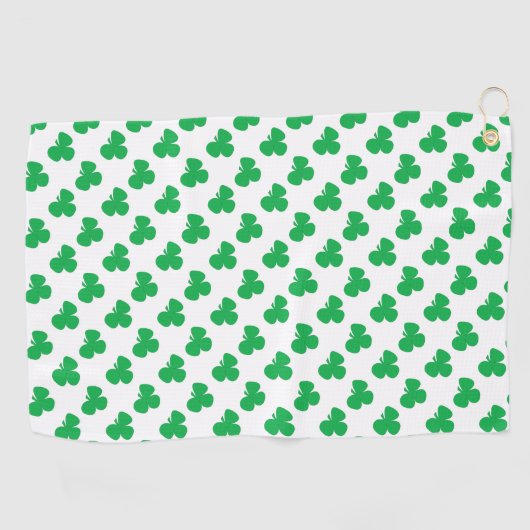 Irish Clover St. Patrick's Day lebhaft grün weiß Golfhandtuch (Horizontal)