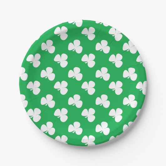 Irish Clover St. Patrick's Day lebhaft grün weiß Pappteller (Vorderseite)