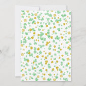 Irish Clovers Baby Sprinkle, neutrales grünes Gold Einladung (Rückseite)