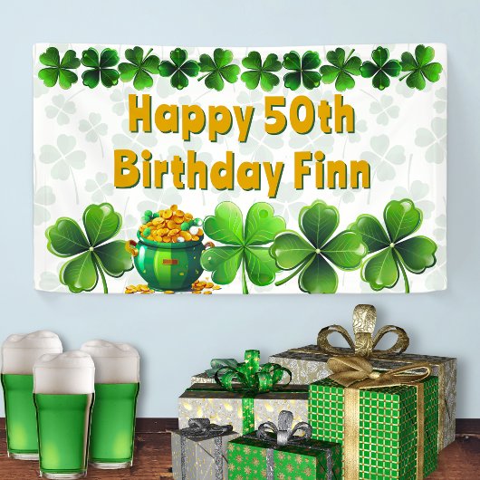 Irish Clovers Custom Birthday Party Banner