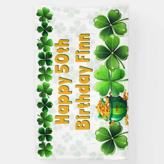 Irish Clovers Custom Birthday Party Banner (Vertikal)