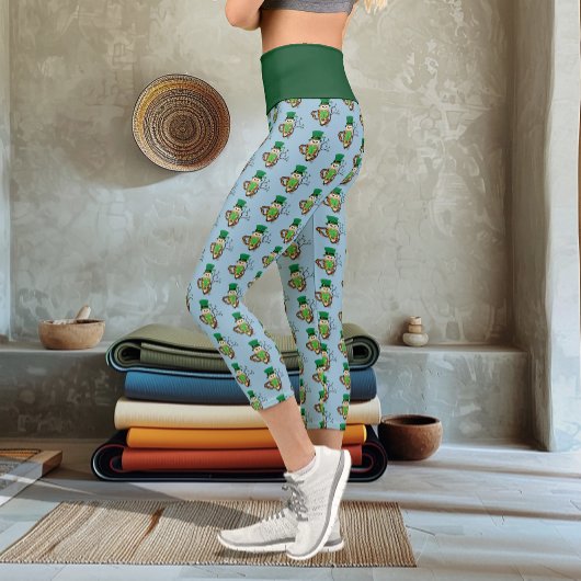 Irish Clovers Owl Green Capri Leggings