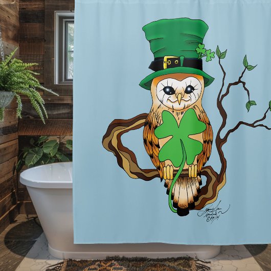 Irish Clovers Owl Green Duschvorhang