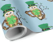Irish Clovers Owl Green Geschenkpapier (Rolleneckpunkt)