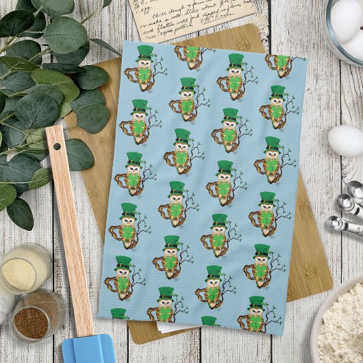 Irish Clovers Owl Green Geschirrtuch