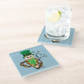 Irish Clovers Owl Green Glasuntersetzer (Schrägansicht)