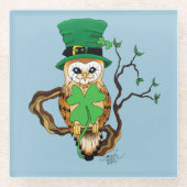 Irish Clovers Owl Green Glasuntersetzer (Vorderseite)