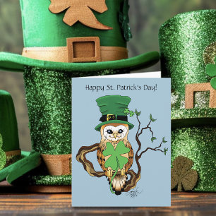 Irish Clovers Owl Green Karte