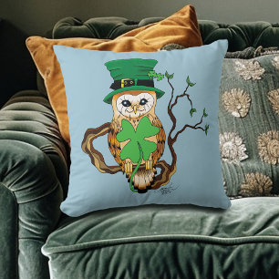 Irish Clovers Owl Green Kissen
