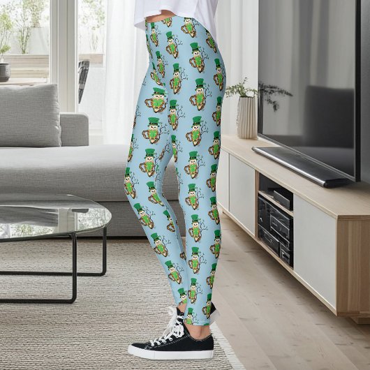 Irish Clovers Owl Green Leggings