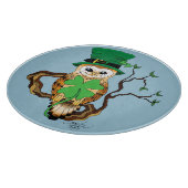 Irish Clovers Owl Green Schneidebrett (Ecke)