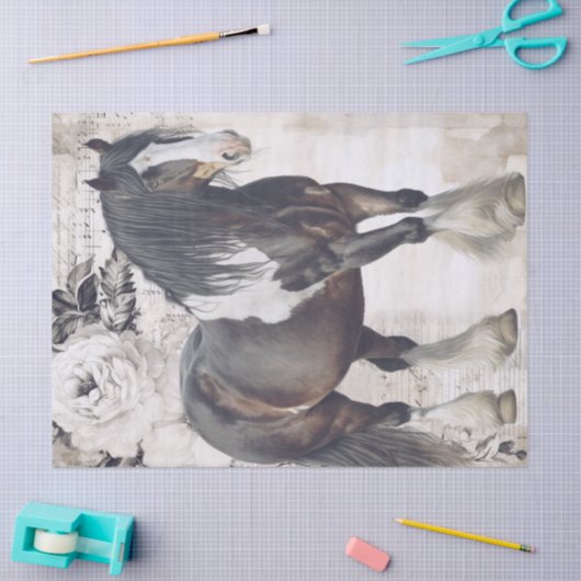 Irish Cob Horse Decoupage Seidenpapier (Basteln)