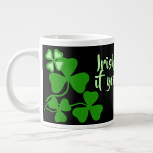 Irish coffee 19 bitte, Irland Kleeblatt, schwarz Jumbo-Tasse