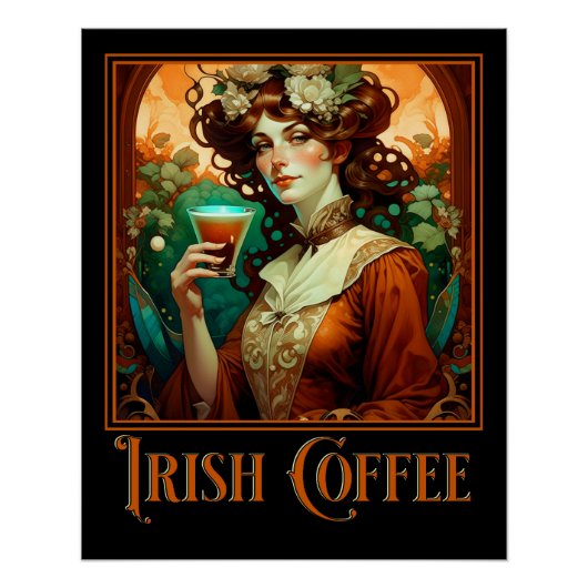 Irish Coffee Art Nouveau Poster (Vorderseite)