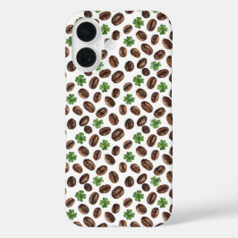 Irish Coffee Beans and Shamrocks Funny Design iPhone 16 Hülle