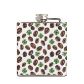 Irish Coffee Beans and Shamrocks Funny Design Flachmann (Rückseite)