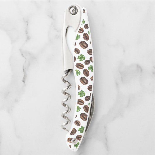 Irish Coffee Beans and Shamrocks Funny Design Kellnermesser (Vorderseite)