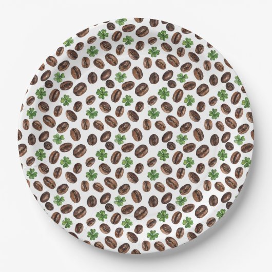 Irish Coffee Beans and Shamrocks Funny Design Pappteller (Vorderseite)
