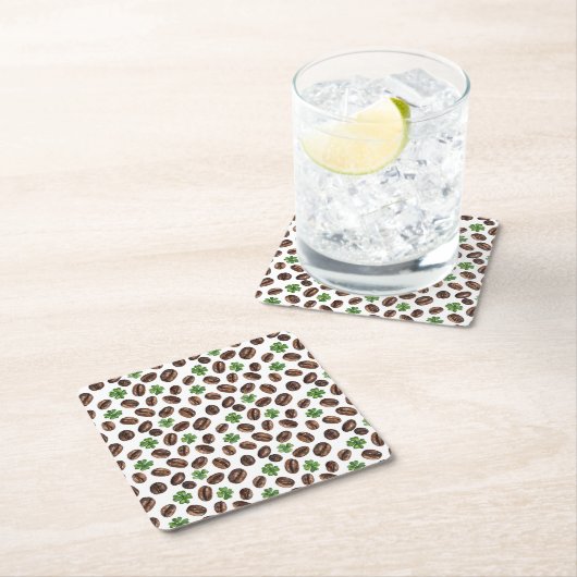 Irish Coffee Beans and Shamrocks Funny Design Rechteckiger Pappuntersetzer (Vor Ort)