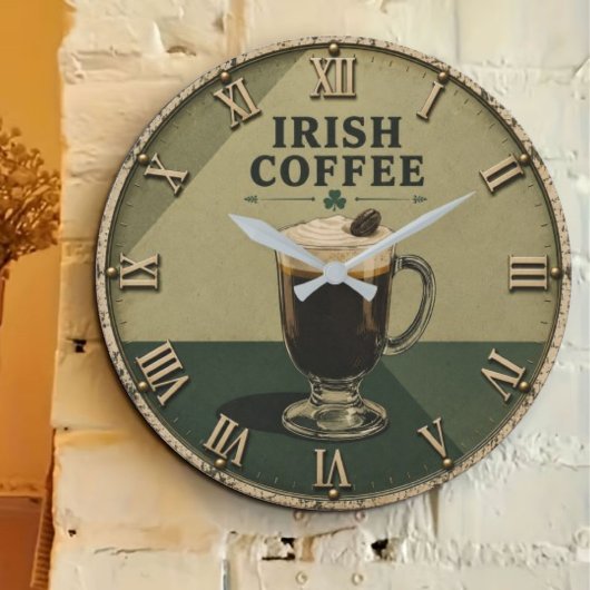 Irish Coffee Celtic Pub Decor Große Wanduhr