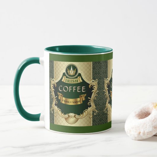 Irish Coffee Cuppa St, Paddy's Personalized Mug Tasse (Mit Donut)