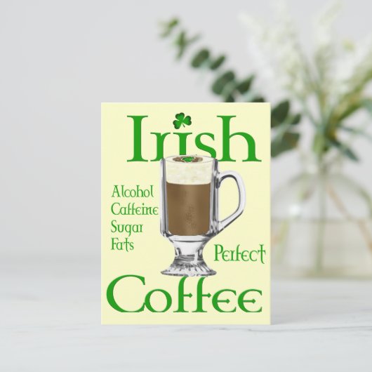 Irish Coffee Lovers Geschenke Postkarte (Stehend Vorderseite)