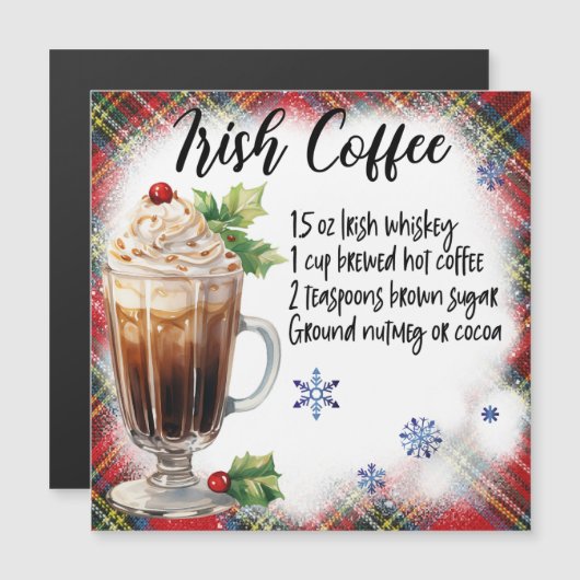 Irish Coffee Magnetic Recipe Karte (Vorne/Hinten)