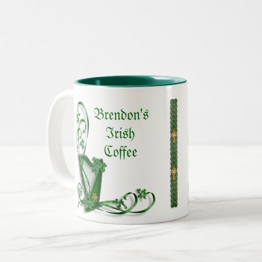 Irish Coffee Tasse Personalisiert keltisch (Vorderseite Links)
