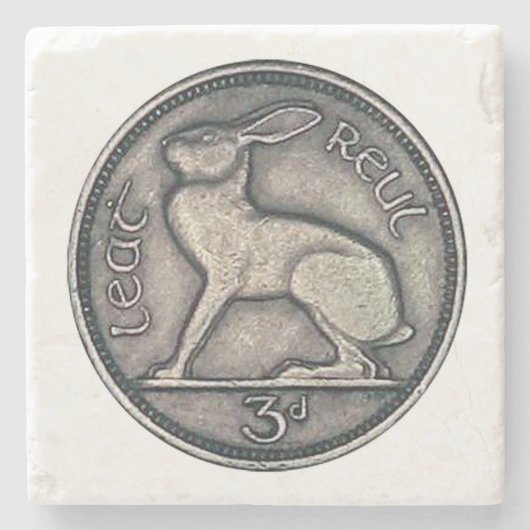 Irish Coin, Hare, 3 Pence Irland Untersetzer (Vorderseite)