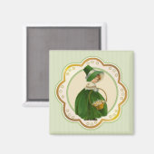 Irish Colleen and Basket Magnet (Vorderseite/Rückseite)
