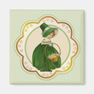 Irish Colleen and Basket Magnet