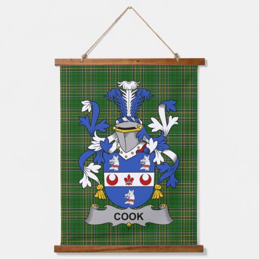 Irish Cook Coat of Arms Family Crest Wandteppich Mit Holzrahmen (Vorderseite)
